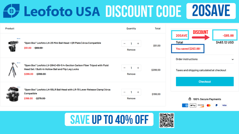 Leofoto USA Promo Code 20SAVE - 12% OFF all items