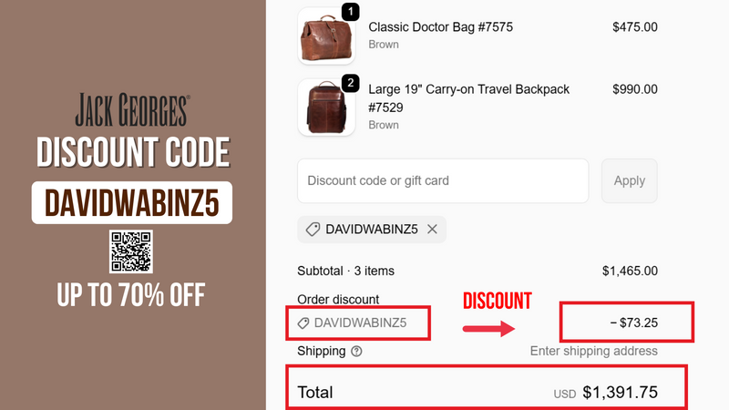 Jack Georges Coupon DAVIDWABINZ5 - 5% OFF all items (Updated 2026)
