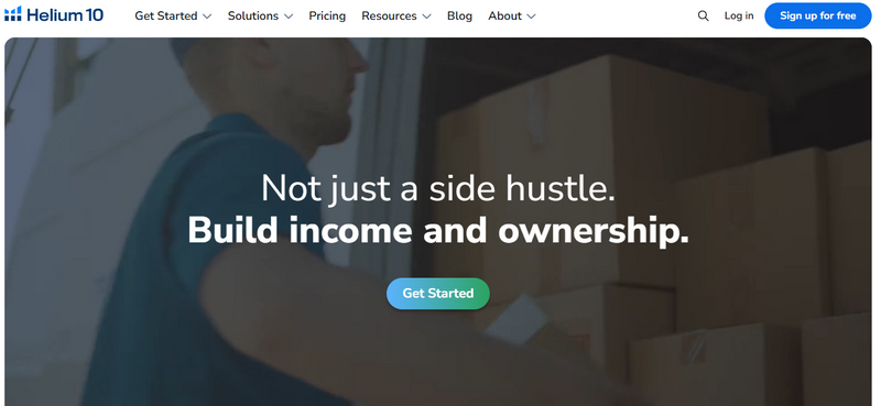 Image showing the homepage of helium 10