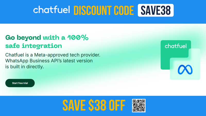 Chatfuel Coupon Code SAVE38 - Extra $38 OFF all plans