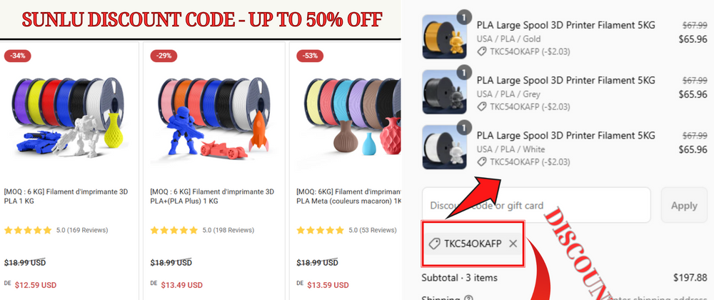 Cover image for Sunlu promo code: TKC54OKAFP – Save upto 50% Off