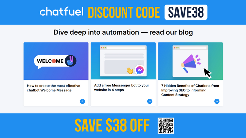 Chatfuel Coupon Code SAVE38 - Extra $38 OFF all plans