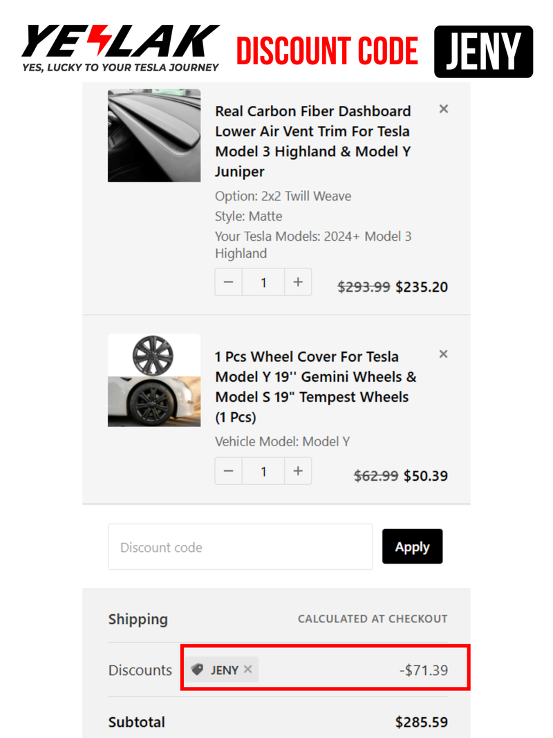 Yeslak Coupon Code: JENY - 20% OFF all items