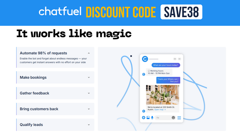 Chatfuel Coupon Code SAVE38 - $38 OFF all plans