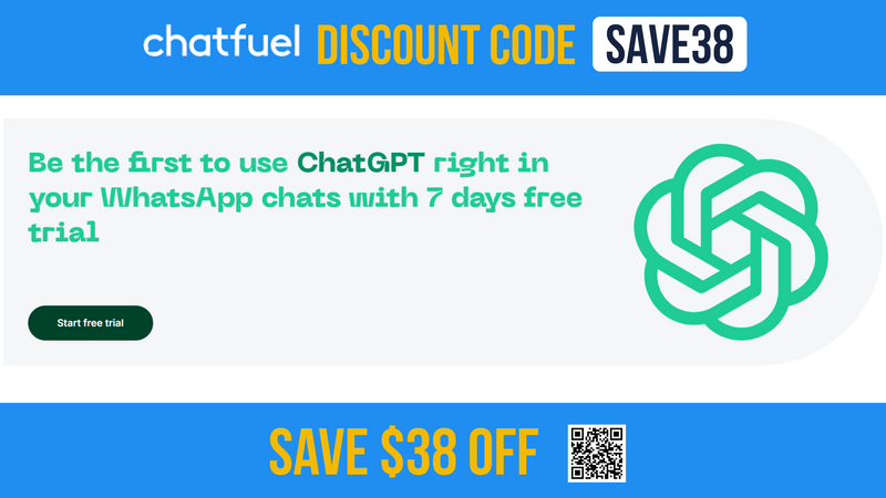 Chatfuel Coupon Code SAVE38 - Extra $38 OFF all plans