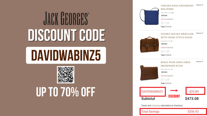 Jack Georges Discount Code DAVIDWABINZ5 - 5% OFF all products (Updated 2026)