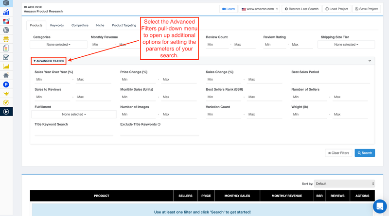 Image showing how to apply filters in black box