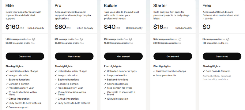 Image showing base44 pricing