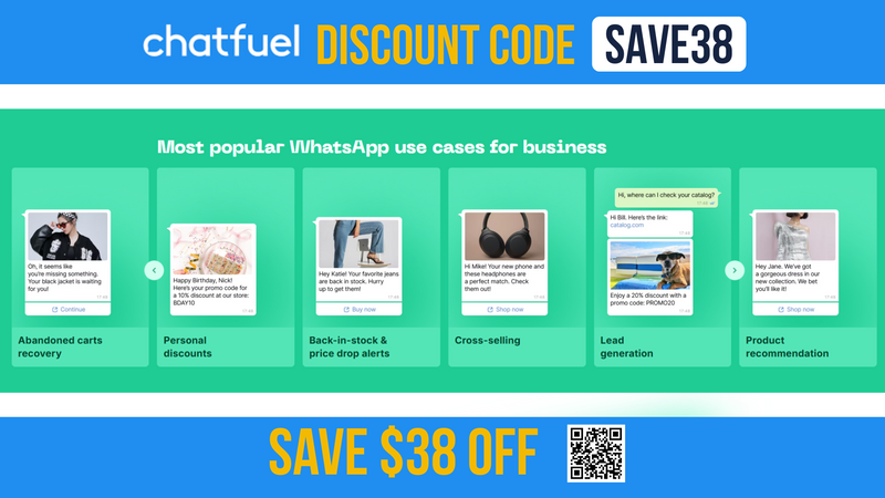 Chatfuel Coupon Code SAVE38