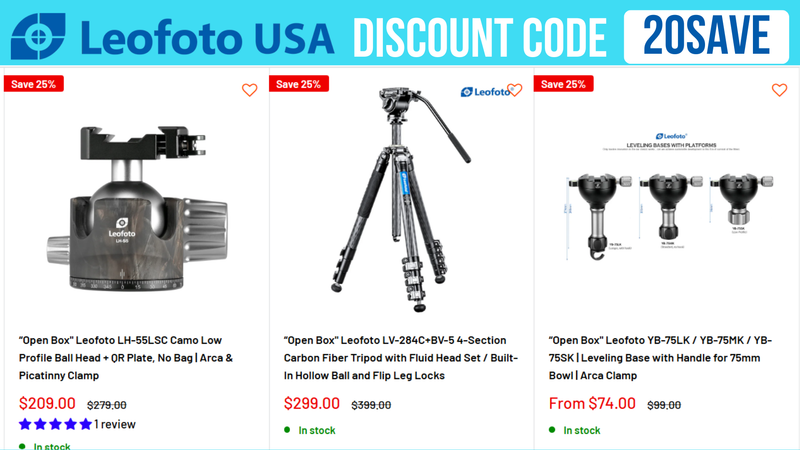 Leofoto USA Coupon Code 20SAVE - Extra 12% OFF all products