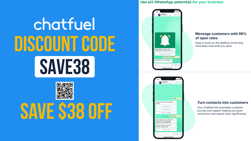 Chatfuel Promo Code SAVE38 - Save $38 OFF sitewise