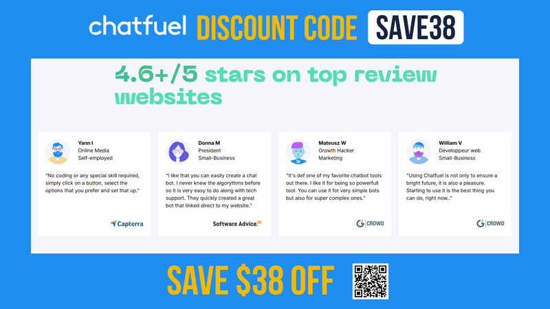 Chatfuel Promo Code SAVE38 - Save $38 OFF sitewise