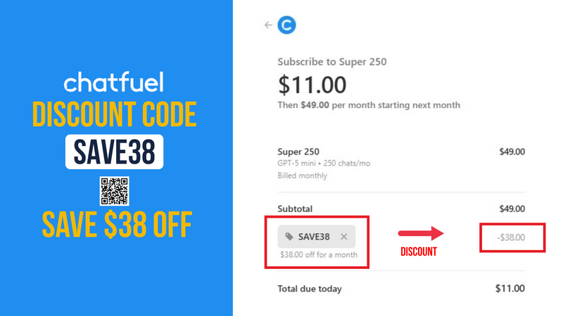 Chatfuel Promo Code SAVE38