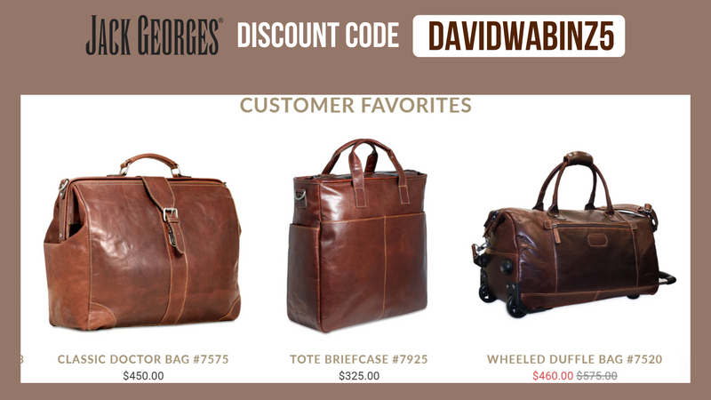 Jack Georges Promo Code DAVIDWABINZ5 - Extra 5% OFF