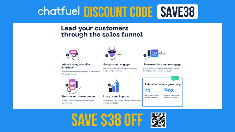 Chatfuel Promo Code SAVE38 - Save $38 OFF sitewise
