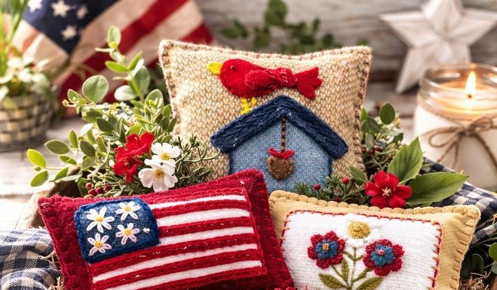 Cover image for Celebrate Americana Crafting with the Little Bits of America Wool Kit
